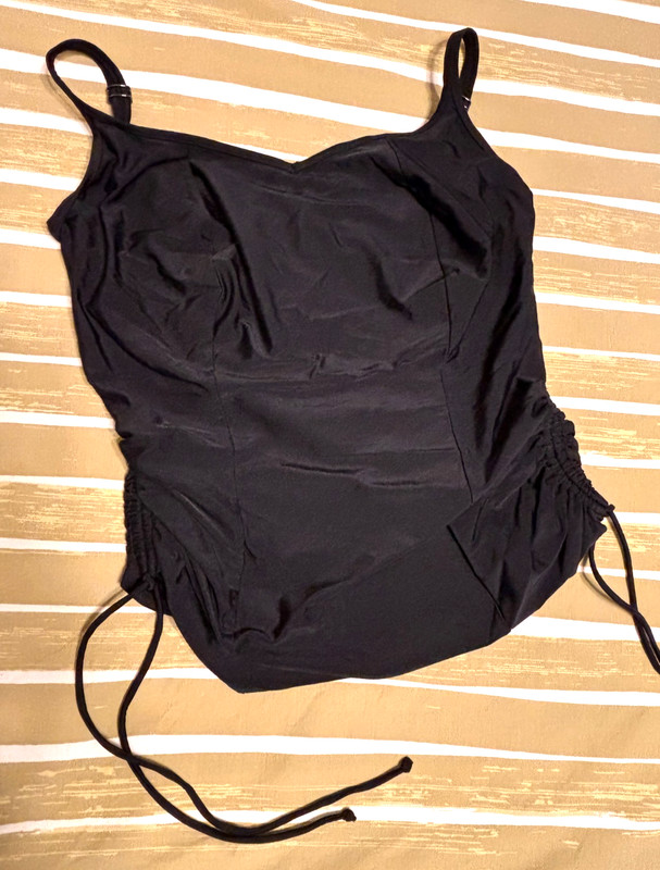 PANACHE nwot RUCHED BLACK SWIMSUIT TANK TOP swim underwire bra 34K M L