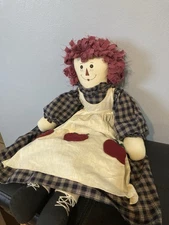 22” COLLECTIBLE CLOTH RAGGEDY ANN DOLL WITH Apple Apron