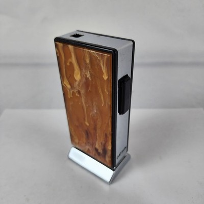 Sarome Datsun Table Lighter Brown Silver Marble Pattern Collectible Vintage