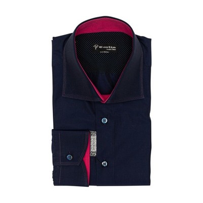 690$ LUXURY GERLIN Shirt Blue ''SILK THREADS'' ALUMO Cotton 16 41 4B ZILLI