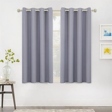 Grey Blackout Curtains 45 Inch Length for Kitchen Windows Gray Thermal Insula...