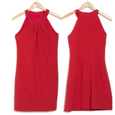 Vince Camuto Womens size 4 dress red Crepe Pleat Sheath