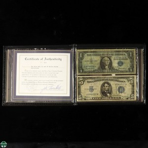 Lot of 2 Silver Certificates - Series of 1957 $1 Note & Series of 1934A $5 Note