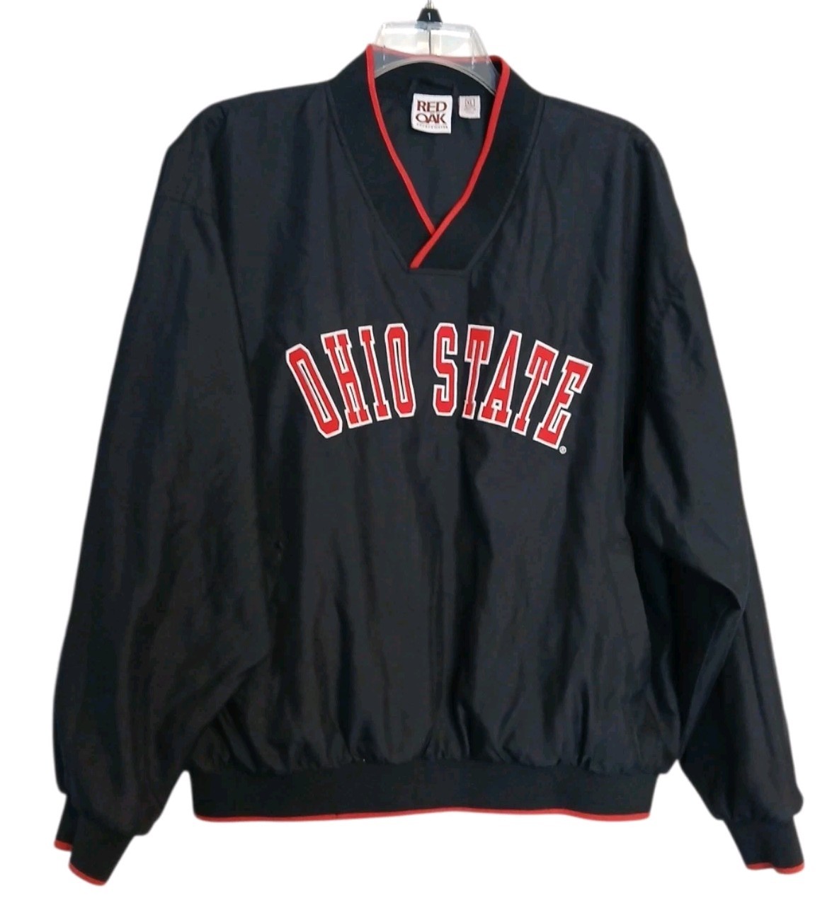 Vtg Ohio State Buckeyes Blk XL Red Oak Pullover V-Neck Lined Windbreaker Men's