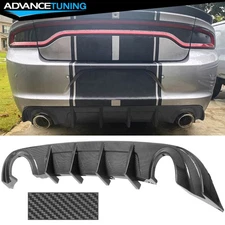 Fits 15-23 Dodge Charger Base SXT Carbon Fiber Print Rear Bumper Lip Diffuser