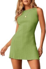 Womens Summer Backless Mini Dress Tie Back Casual Sleeveless Slim Club Party Kni