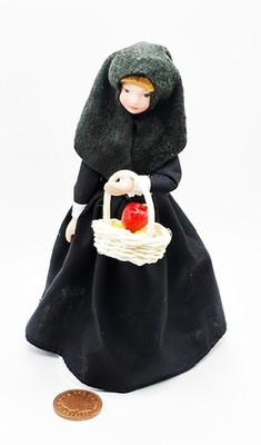 Puppenstubenhacke mit Korb Äpfel Maßstab 1:12 Miniatur Puppe Tumdee