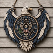 Wooden Sign with Rope Eagle Patriotic 4th of July Decor