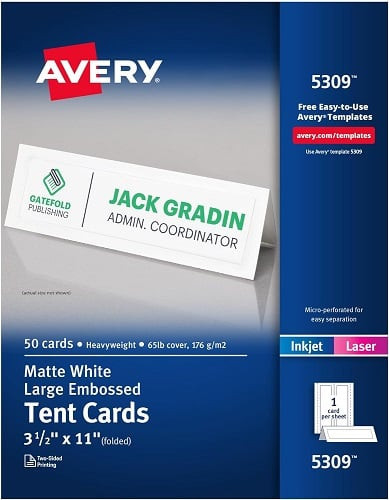 AVERY - AVE5309 - Large Embossed Tent Card