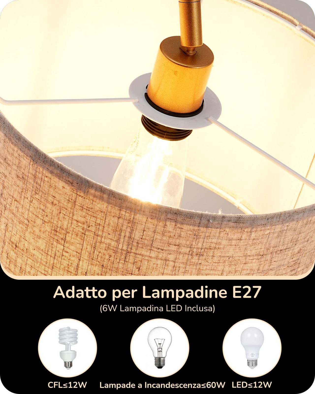 LAMPADA DA TERRA AD ARCO PER SOGGIORNO CON PARALUME E LAMPADINA FORNITA foto 4