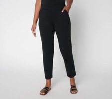 Denim & Co. Regular EasyWear French Terry Pant, Black Sz M a671462