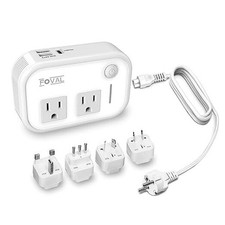 220V to 110V Converter Travel Adapter, International Step Down Power White