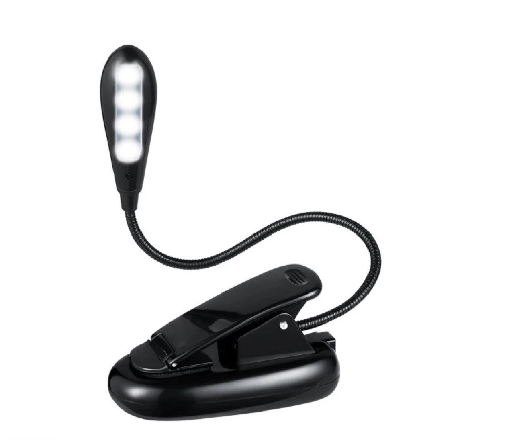Clip On LED Reading Light Battery Powered Flexible Lamp for Book Laptop eReader-image