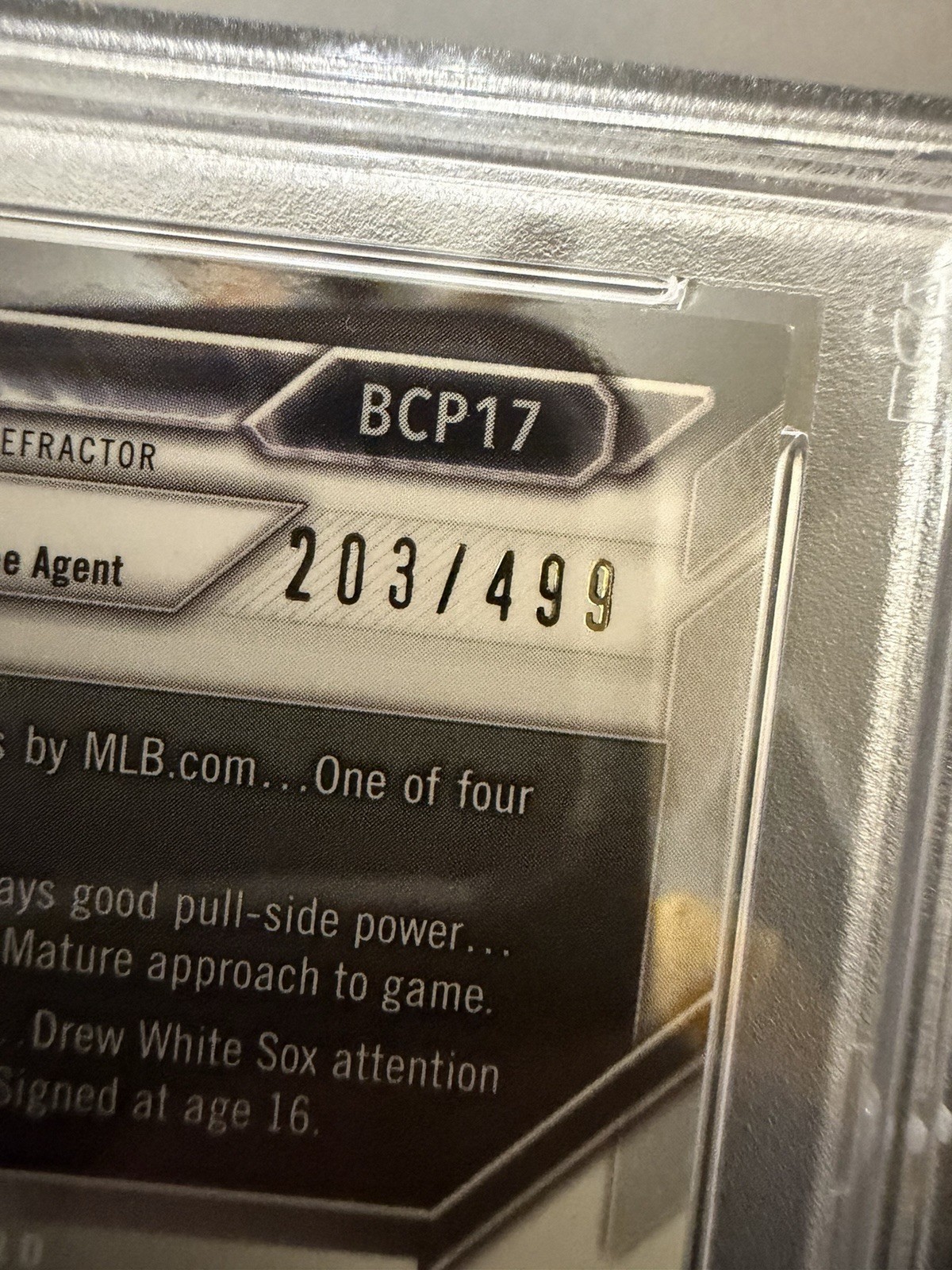 2016 Bowman Chrome Refractor Fernando Tatis Jr. White Sox RC Rookie #/499 PSA 9 view 3