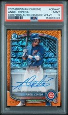 2025 Bowman Chrome ANGEL CEPEDA 1st RC Auto Orange Shimmer /25 Cubs PSA 9