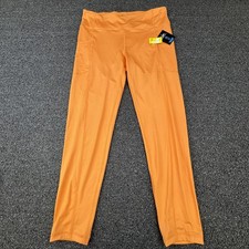 Pro Player Leggings Womens Medium Orange Solid 7/8 Ankle Pockets Yoga Pants