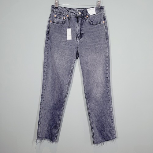 BNWT NEW TOPSHOP JEANS 10 W28 L32 CROPPED BLACK FADE VI50