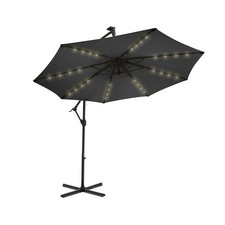 10ft Solar LED Offset Hanging Market Cantilever Patio Umbrella for Backyard, ...