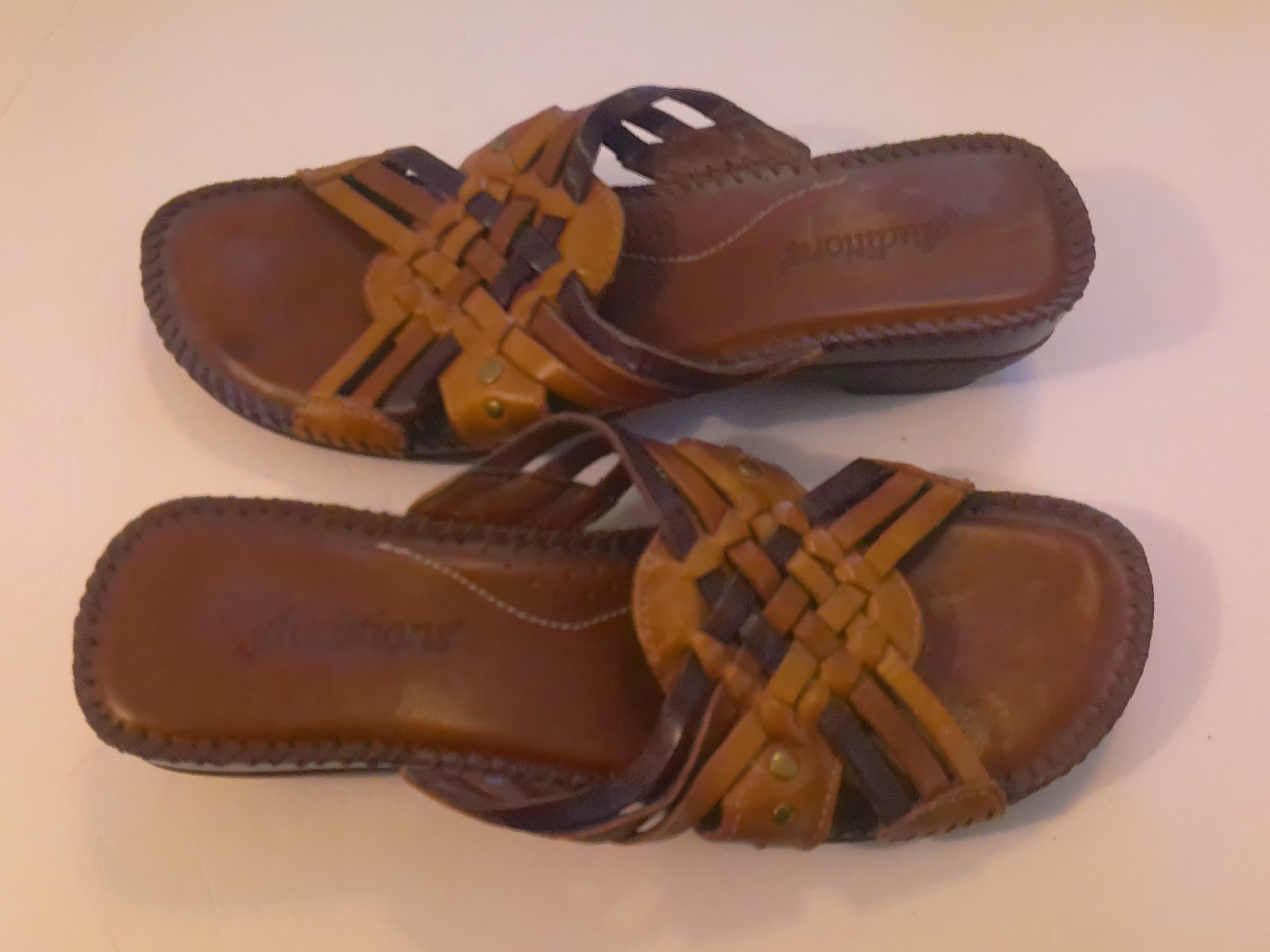 APL Sandali donna Audition pelle marrone zeppa tacco basso misura 8N