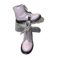DOC MARTENS Girl  s Air Wair Pale Pink Patent Leather Boots Size 2Y Young Girls 