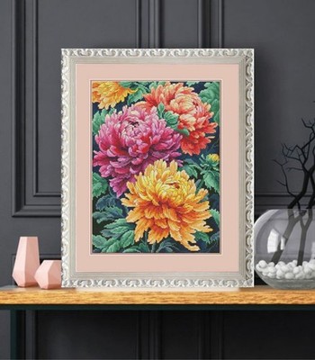 Counted cross stitch kit DIY unprinted canvas Chrysanthem Flowers Hand craft 253