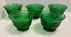 Vintage Anchor Hockings Sandwich Glass Forest Green Custard Cups Lot of 5