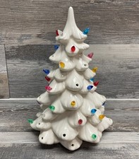 White Ceramic Lighted Light-Up Christmas Tree...