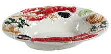 PIATTO VASSOIO OVALE FONDO ARAGOSTA MARE PESCI CONCIGLIA CERAMICA BIANCO 37 CM