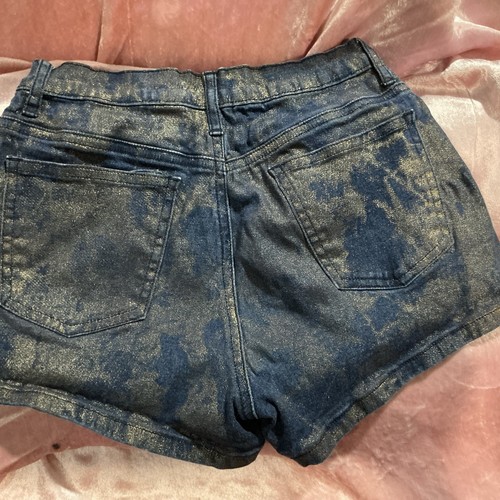 Girls Limited Too Jean Shorts,size 14,denim Gold Sparkle Y2K Stretch 5 Pockets - Picture 4 of 5