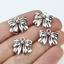 30pcs/lot Antique Silver bowknot Shape Charms Pendants for DIY Jewelry Making