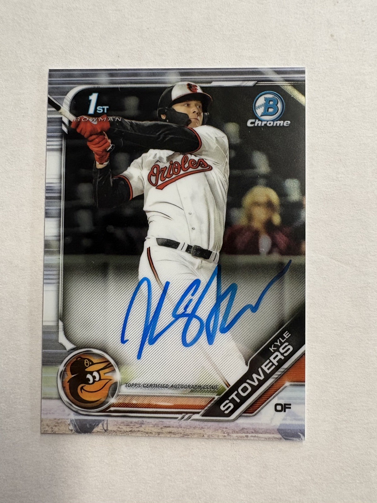 2019 Bowman Draft Kyle Stowers Chrome Auto 1st Bowman Orioles