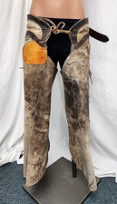 Vintage Thick Heavy Leather Rodeo Western Chaps Well Worn Repaired Antique