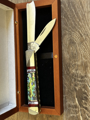 Case Razor Pattern Case XX Wild Horse Custom Abalone & Bloody Jasper Razor Pattern Knife ...