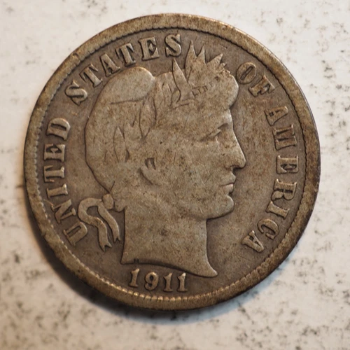 1911 D BARBER SILVER DIME ***NICE COIN!*** - FREE SHIPPING! A8398