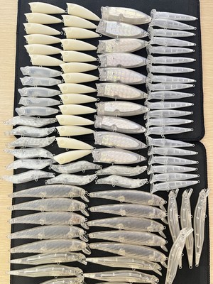 Bulk 85x Unpainted Blank Crankbait Minnow Popper Topwater Bass Fishing Lures Kit