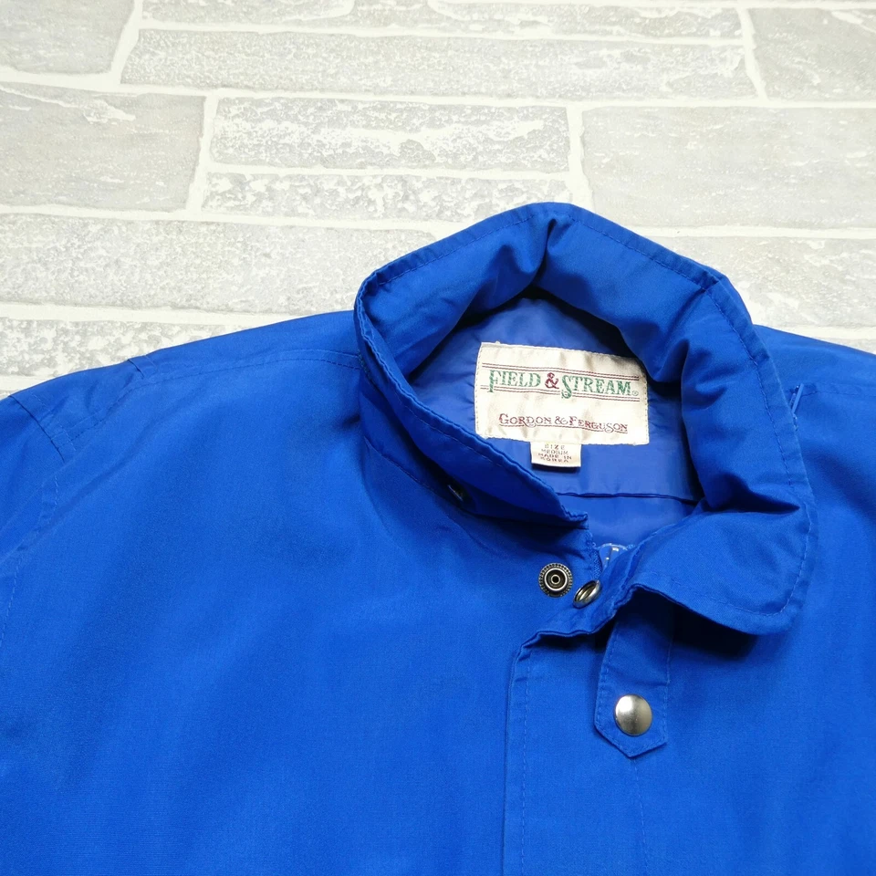 复古 Field & Stream 夹克成人 M 蓝色轰炸机风衣可伸缩连帽 — 第 3/4 张图片