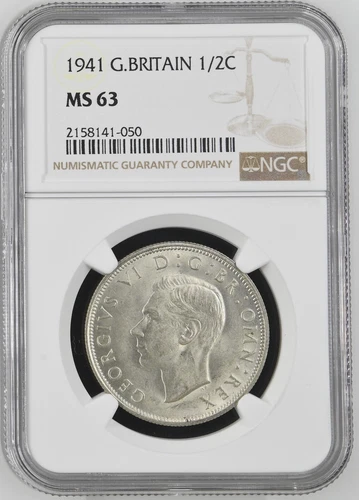Great Britain - 1941 George VI Silver 1/2 Crown - NGC MS63