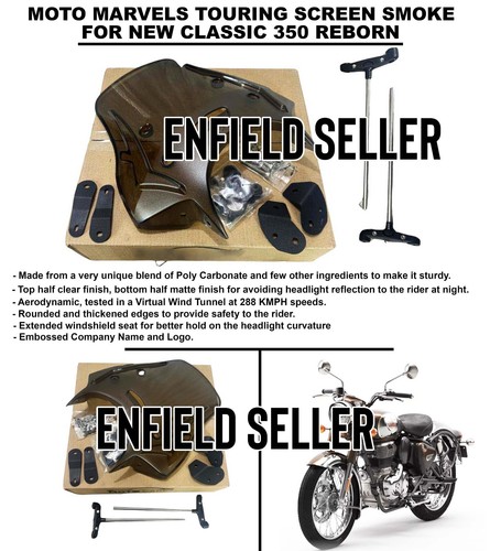 Moto Marvels Touring Smoke Screen Windshield – Fits Royal Enfield New Himalayan 450 (Scratch-Resistant Polycarbonate)