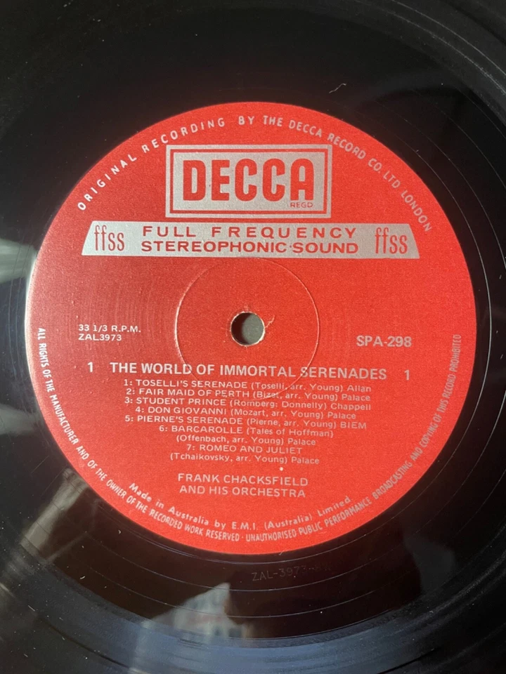 Frank Chacksfield & His Orchestra – The World Of Immortal Serenades (UK) LP 1973 - Image 2 of 4