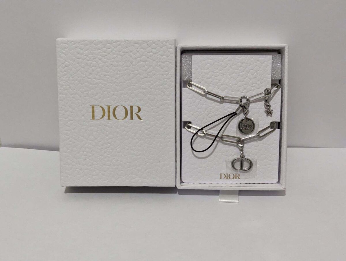 DIOR Beauty SILVER PHONE CHARM Stars and LOGO Chain New With DIOR Beauty SILVER PHONE CHARM Stars and LOGO Chain New With