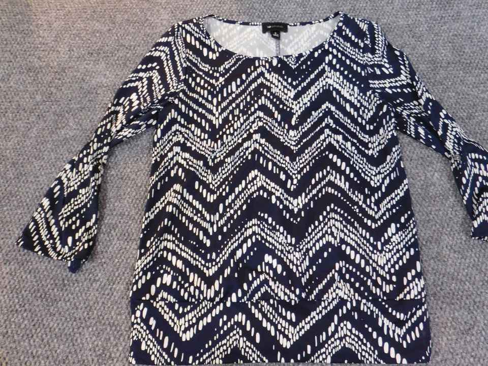 Ab Studio Womens Blouse Small Blue pullover designer stretch top - Image 2 of 4