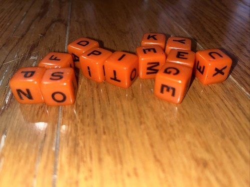 Lots Of 12 Butterscotch Bakelite Catlin Lettered Dice - Picture 2 of 3