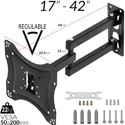 LED LCD PLASMA Regulable 17" a 42" 22kg Marco 50 a 200mm MOVIL | eBay
