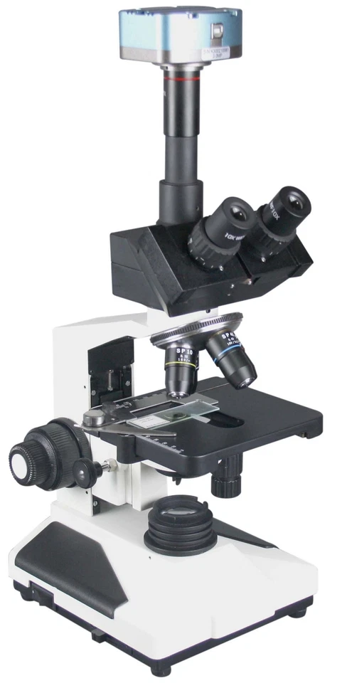 Microscopio LED Radical 2000x Patología Microbiología con Batería Óptica PLAN Cámara de 3 MP Foto 2 de 3