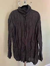 Dress To Kill Jane Mohr Dark Silvgray 100% Linen Metal Shirt Jacket Osfa