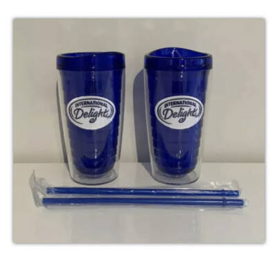 International Delight Patchwork Double Walled Blue Tumblers New