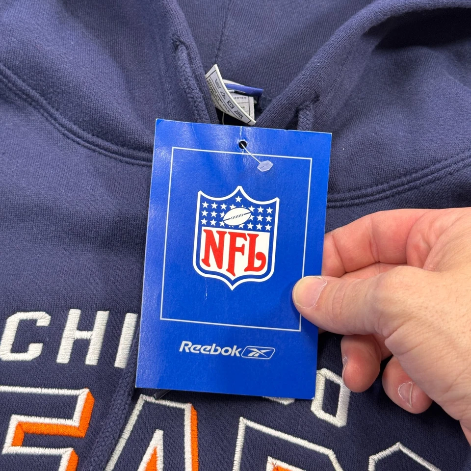 复古 Chicago Bears 卫衣 男式 大号 连帽衫 套衫 锐步 Y2K Deadstock — 第 3/4 张图片