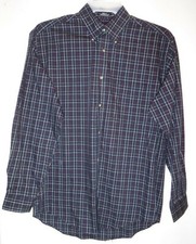 Arrow Men's S navy plaid long sleeve wrinkle-free shirt