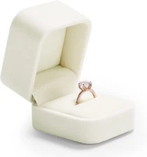 Oirlv Velvet Ring box Wedding Valentine's Day White Rings Gift Case Box 