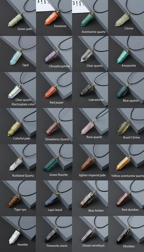 Natural Hexagonal Crystal Quartz Point Pendant Wire Wrap Stone Wand Necklace - Picture 7 of 38